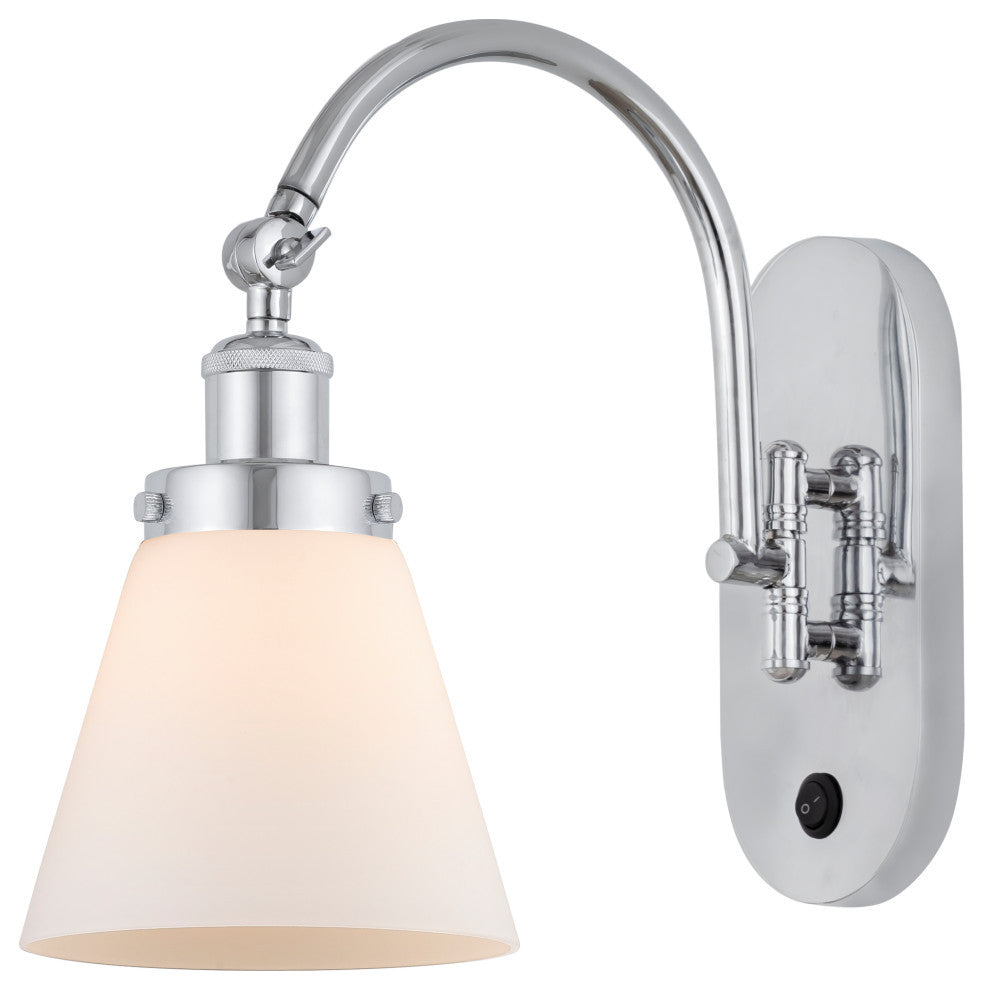 Cone Sconce, Polished Chrome, Matte White, Matte White