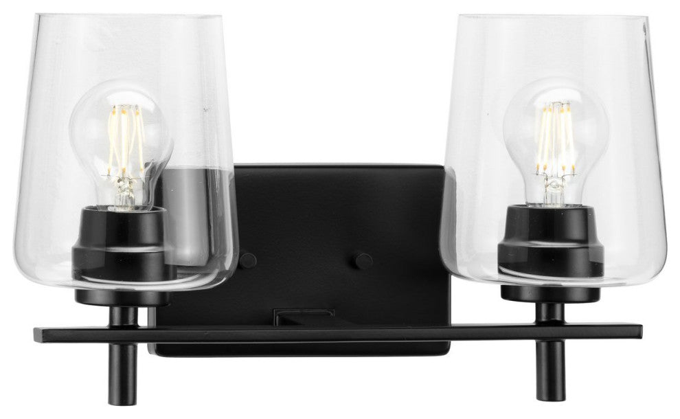 Calais 14.62" 2-Light Matte Black Vanity Light