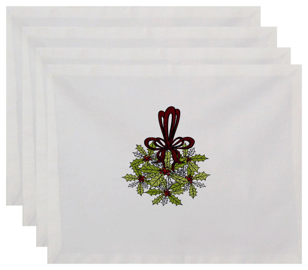 Decorative Holiday Placemat, Set of 4 Floral, Green