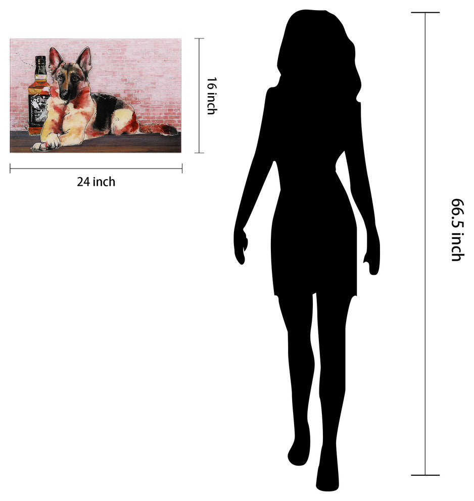 "German Jack" Dog Fashion Wall Art Frameless Free Floating Tempered Glass 24x16