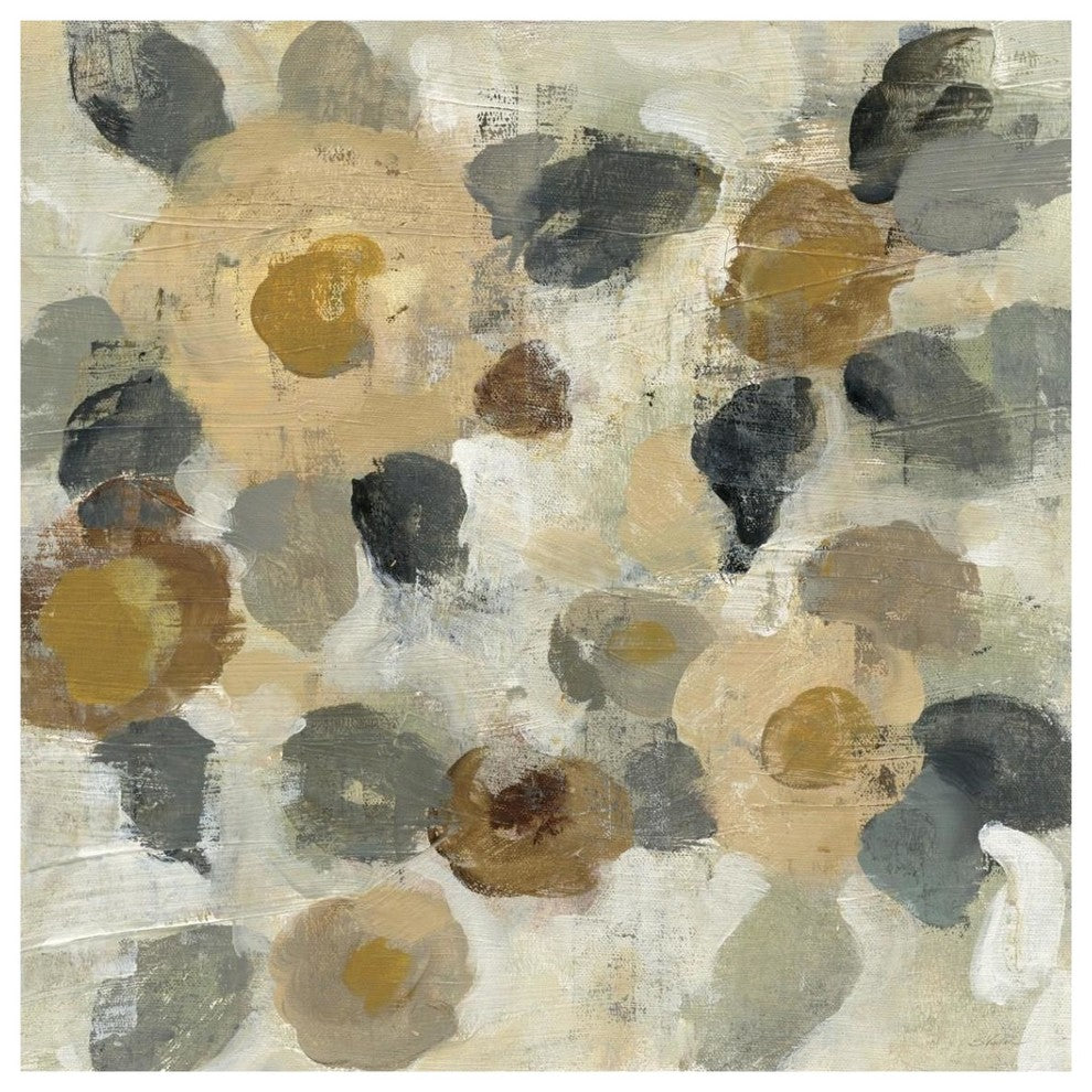 "Neutral Floral Beige II" Digital Paper Print by Silvia Vassileva, 38"x38"