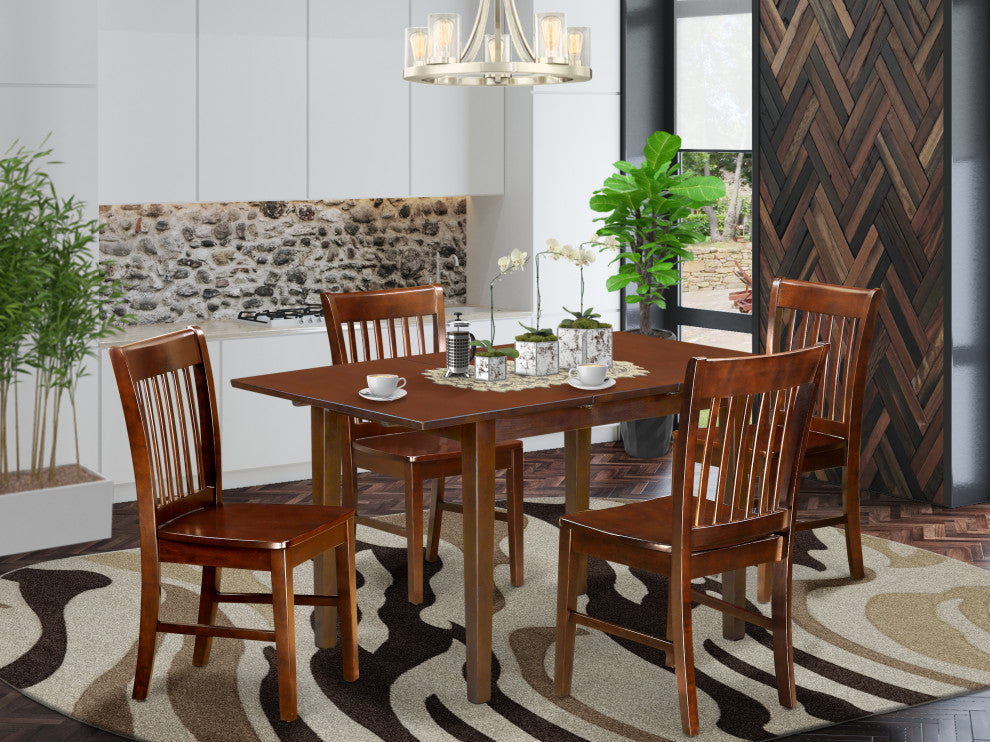 5 Pc Small Kitchen Table Set - Table With A 12In Leaf And 4 Dining Chairs