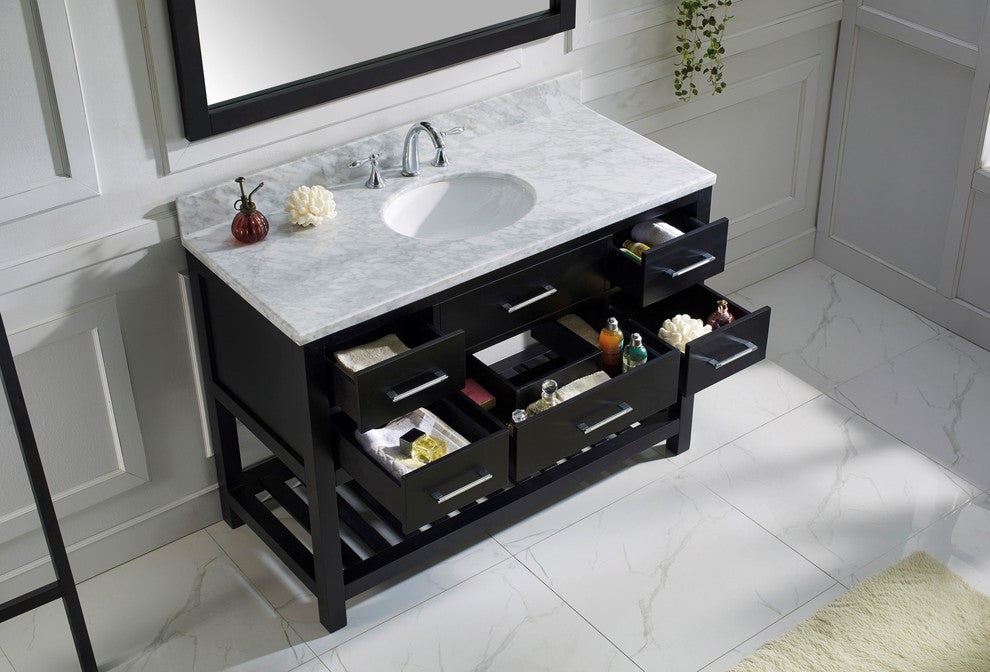 Caroline Estate 48" Single Bathroom Vanity Set Espresso, Marble Top
