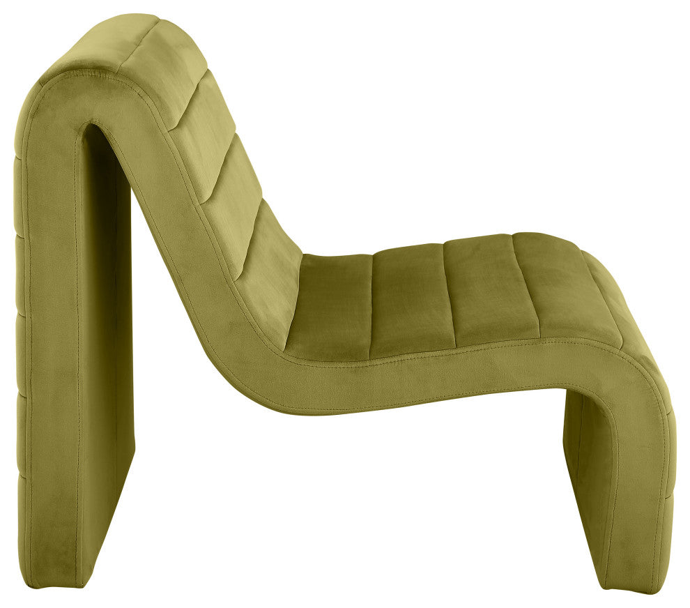 Ivy Upholstered  Accent Chair, Olive, Velvet