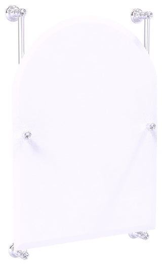 Carolina Crystal Arched Top Frameless Rail Mounted Mirror, Satin Chrome