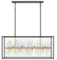 Farmhouse 12-Light Rectangle Kitchen Island Chandelier with Crystal Branch, Black
