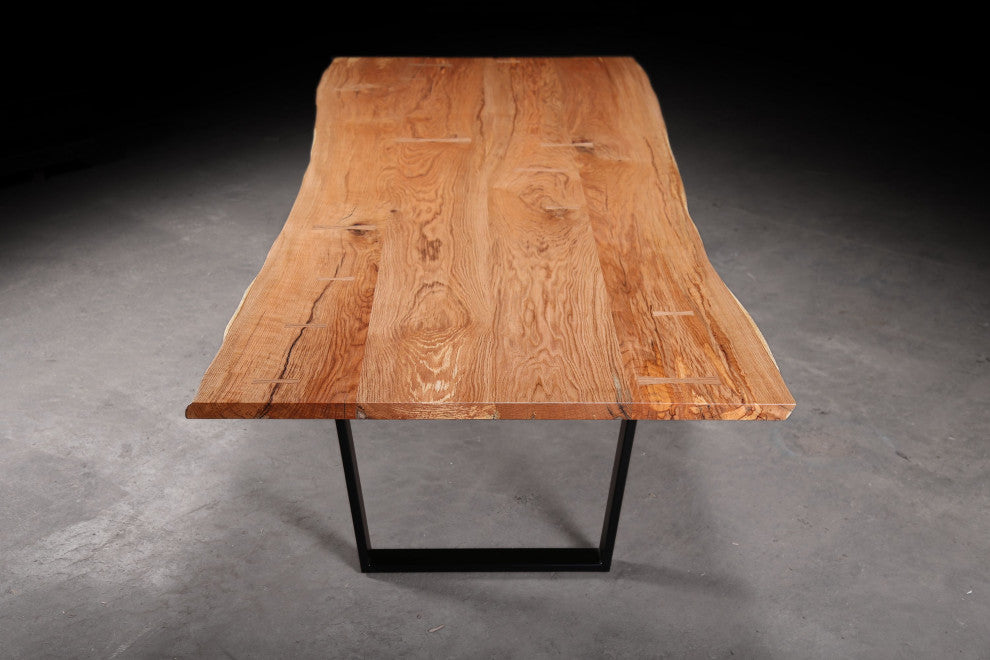 Urban Lumber Classic Live Edge Dining Table With Timberbeast Base, Oak, 72"