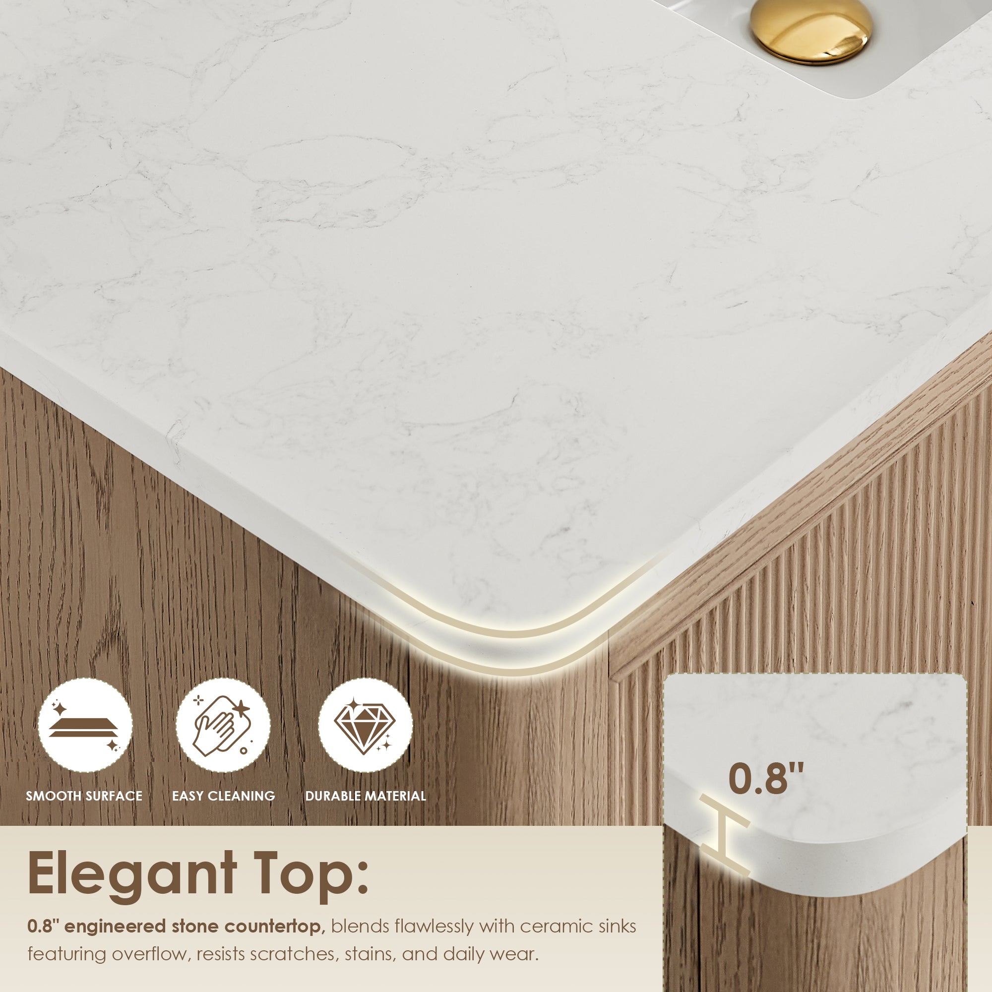 Blaise Bathroom Vanity, Light  Oak, 54" Double, No Mirror