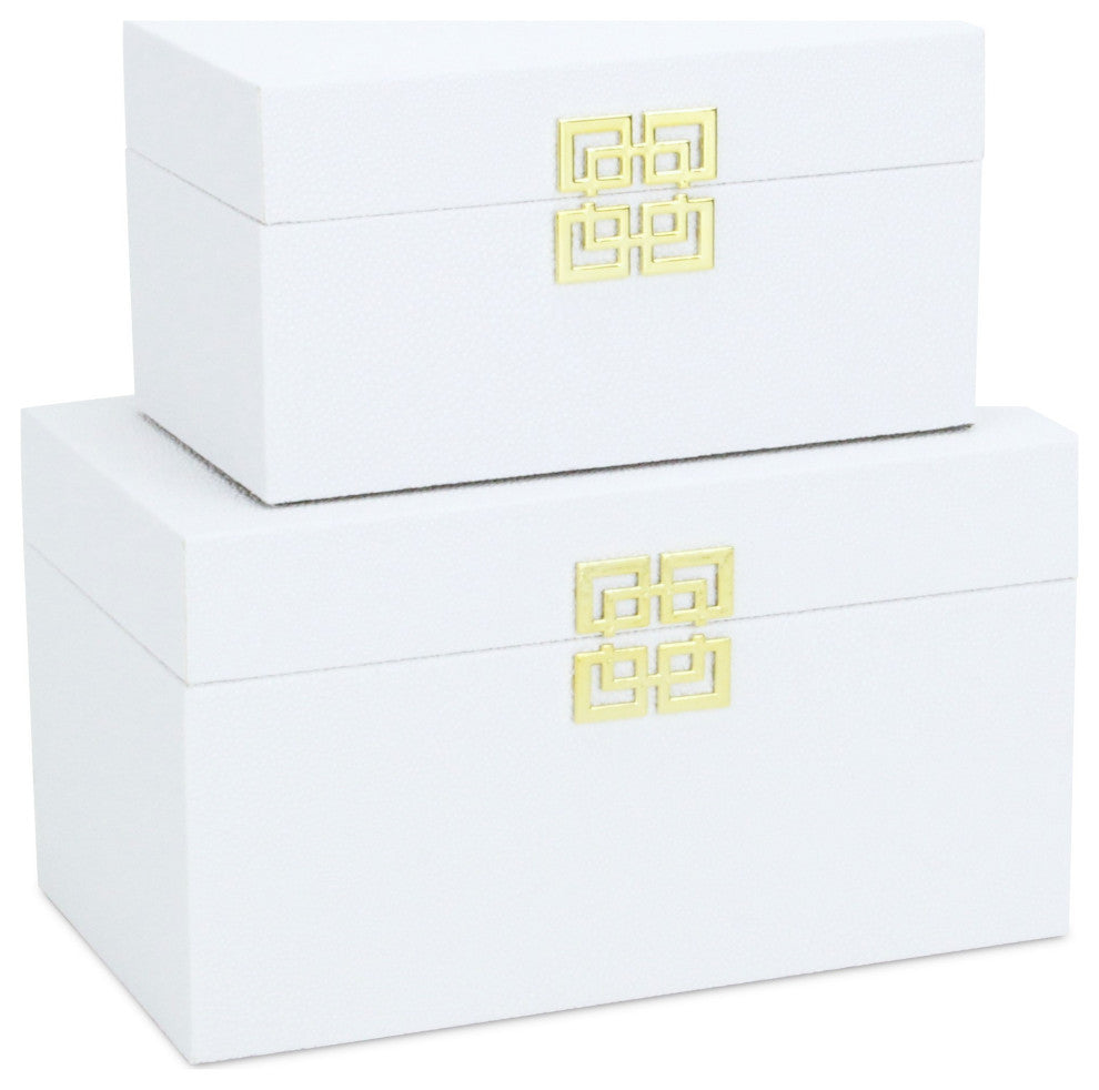 Midnight Charm Keepsake Boxes, Set of 2, White