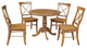 36" Round Top Pedestal Ext Table With 12" Leaf And 4 X-Back Rta Chairs
