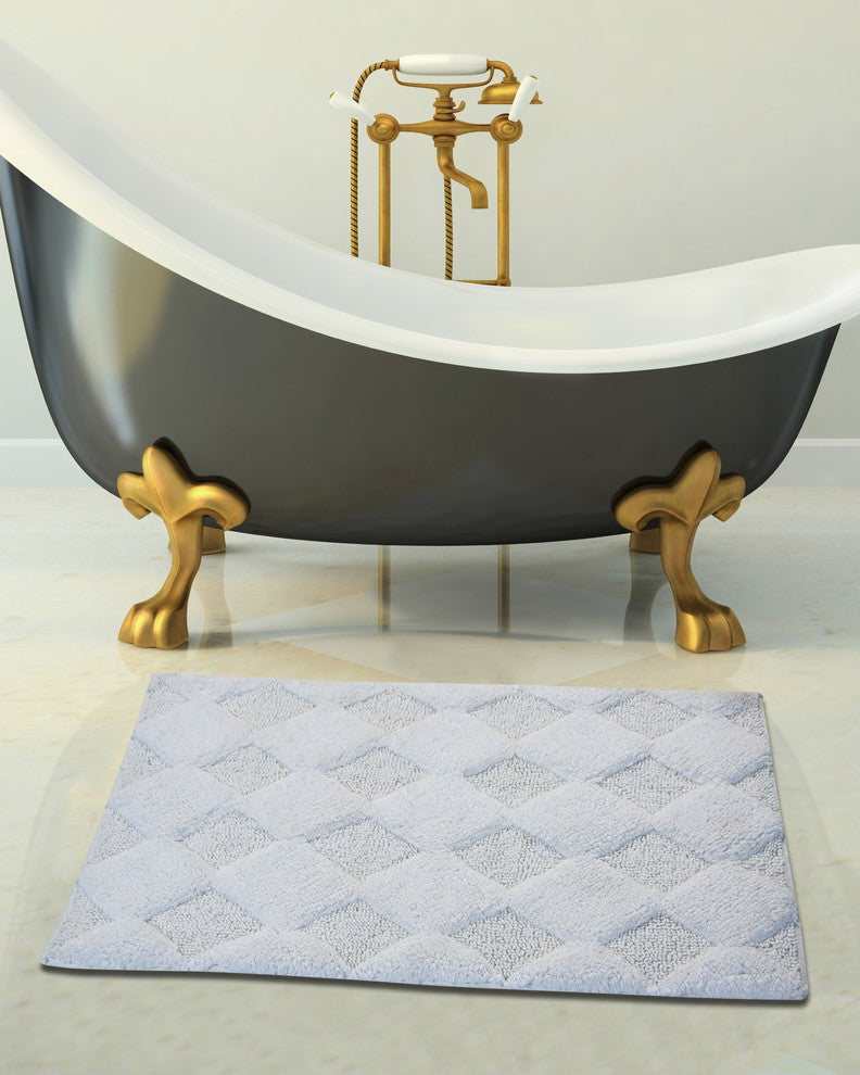 Bath Rug Cotton, 34"x21", White, GSF 210, Pattern Charlotte