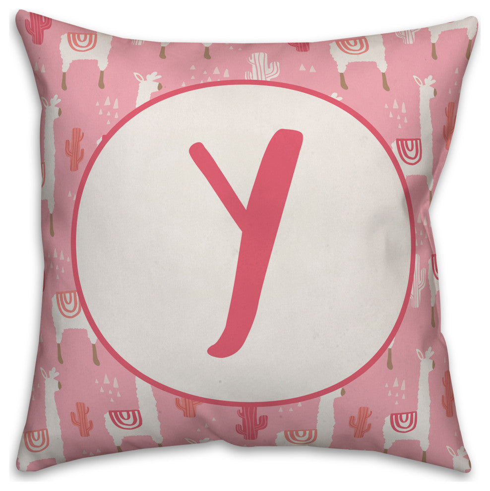 Monogram Lllama Pattern - Y 16x16 Spun Poly Pillow