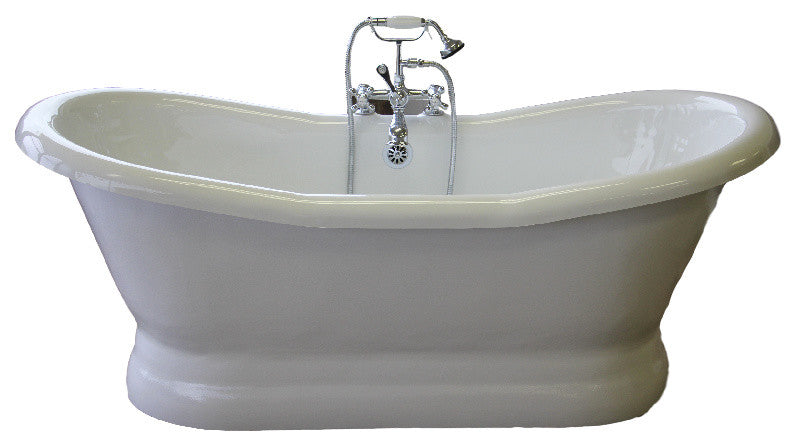Empress 68" Double Slipper Pedestal White Tub