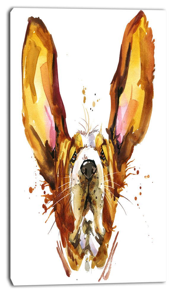 Funny Brown Dog Basset, Animal Canvas Wall Art, 16"x32"