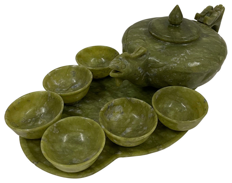 Consigned 20th Century Chinese Jade 9 pieces Tea set