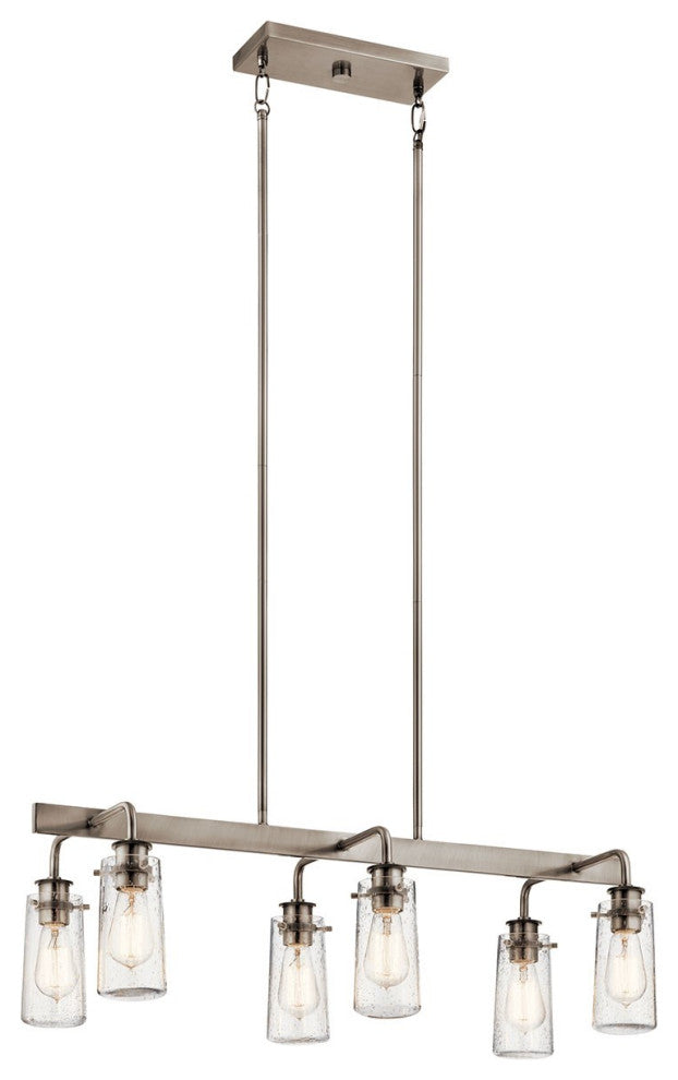 Kichler Braelyn 6 Light Linear Chandelier in Classic Pewter
