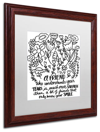 Elizabeth Caldwell 'A Friend' Art, Wood Frame, White Mat, 16x16