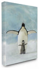 Penguin Family Blue Watercolor Animal Painting, 30"x40"