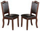 Dark Brown Wood Frame Espresso Faux Leather Dining Chairs, Set of 2
