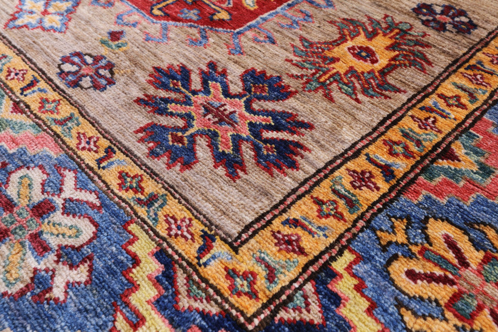 Handmade Super Kazak Wool Rug 4' 0" X 5' 7" Q7701