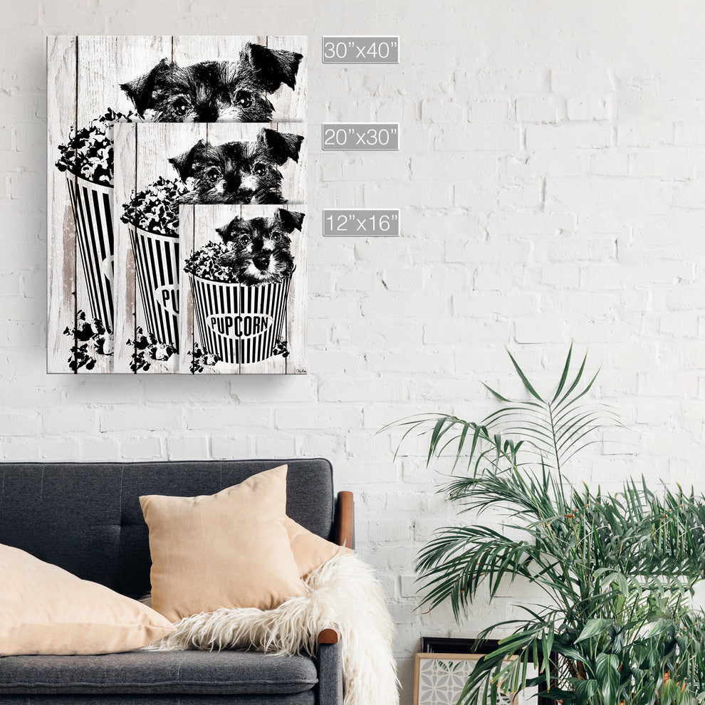Ready2HangArt 'Pupcorn' Wrapped Canvas Dog Wall Art, 16"x12"