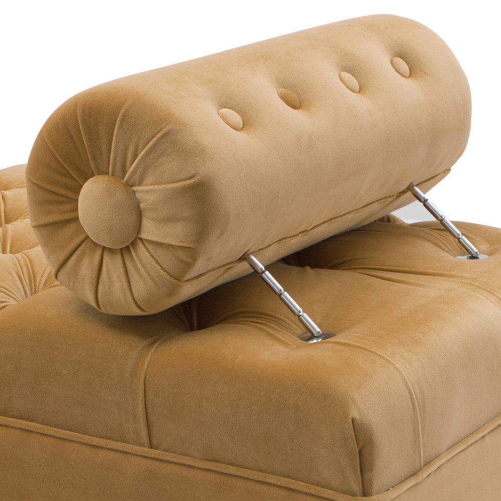 Lewis 60" Tufted Bolster Arm Entryway Bench, Gold Velvet