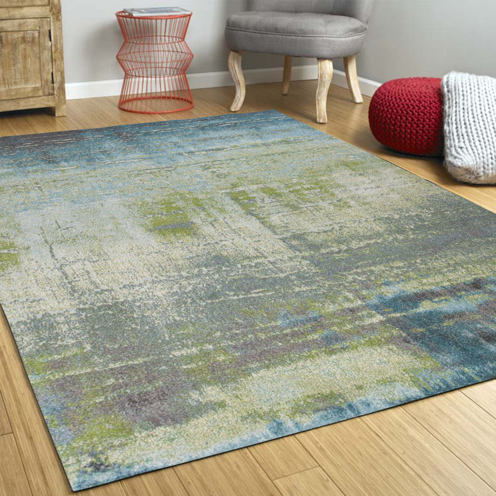 3' X 5' Blue Abstract Area Rug