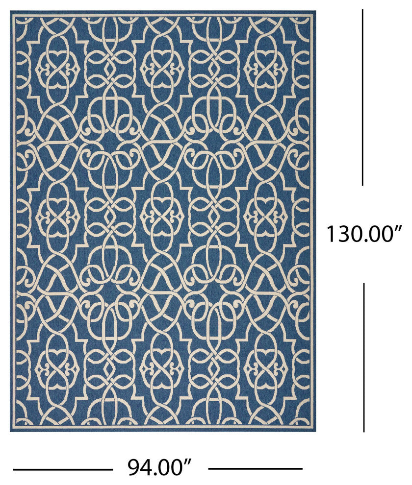 GDF Studio Connor Indoor Geometric Area Rug, Navy and Ivory, 8'x11'