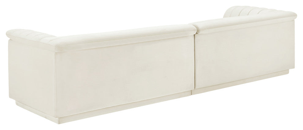 Cascade Upholstered Modular Sofa, Cream, Velvet, Straight Sofa