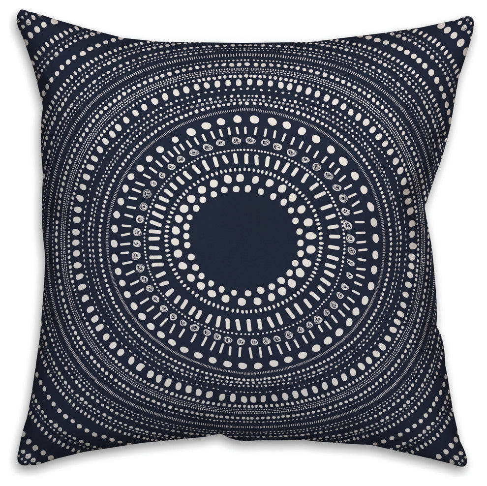 Navy Medallion 18x18 Throw Pillow