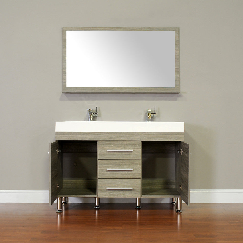 The Modern 48 Inch Double Modern Bathroom Vanity In Gray Without Mirror