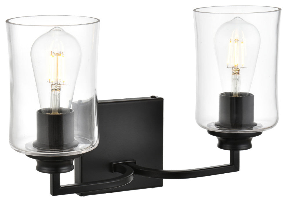 2 Light Black And Clear Bath Sconce