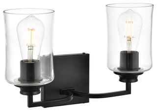 2 Light Black And Clear Bath Sconce
