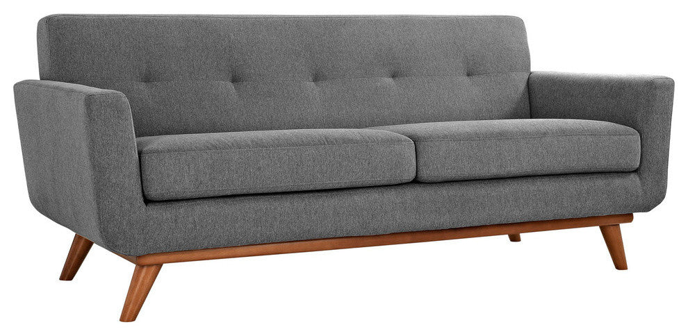 Modern Contemporary Upholstered Loveseat, Gray Fabric