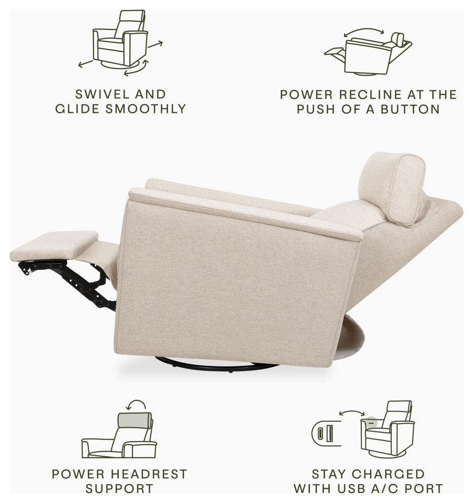 Willa Plus Power Glider Recliner w/ Power Headrest, Performance Beach Eco-Weave