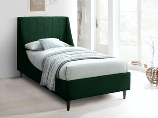 Eva Velvet Upholstered Bed, Green, Twin