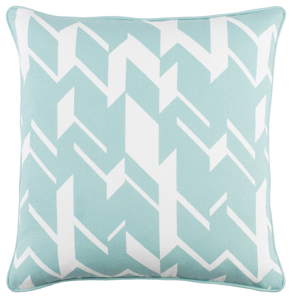 Surya Inga INGA-7023 18"x18" Pillow Kit, Aqua/White