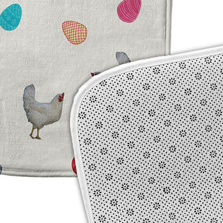 34" x 21" Chickens and Eggs Bathmat, Whisper White