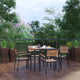 Lark 5 Pc Patio Dining Set - 35" Square Table w/ Umbrella Hole & 4 Club Chairs
