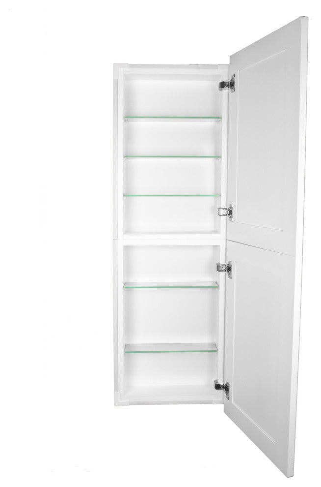 Fruitville Shaker Style Frameless Recessed Wood Pantry Cabinet, 14x56, White Enamel