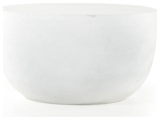 Basil Outdoor End Table-Matte White