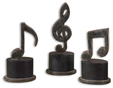 Uttermost Music Notes Set of 3 Aged Black
