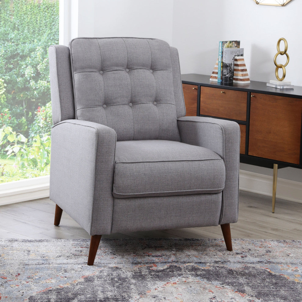 Hunter Mid-Century Pushback Recliner, Light Gray
