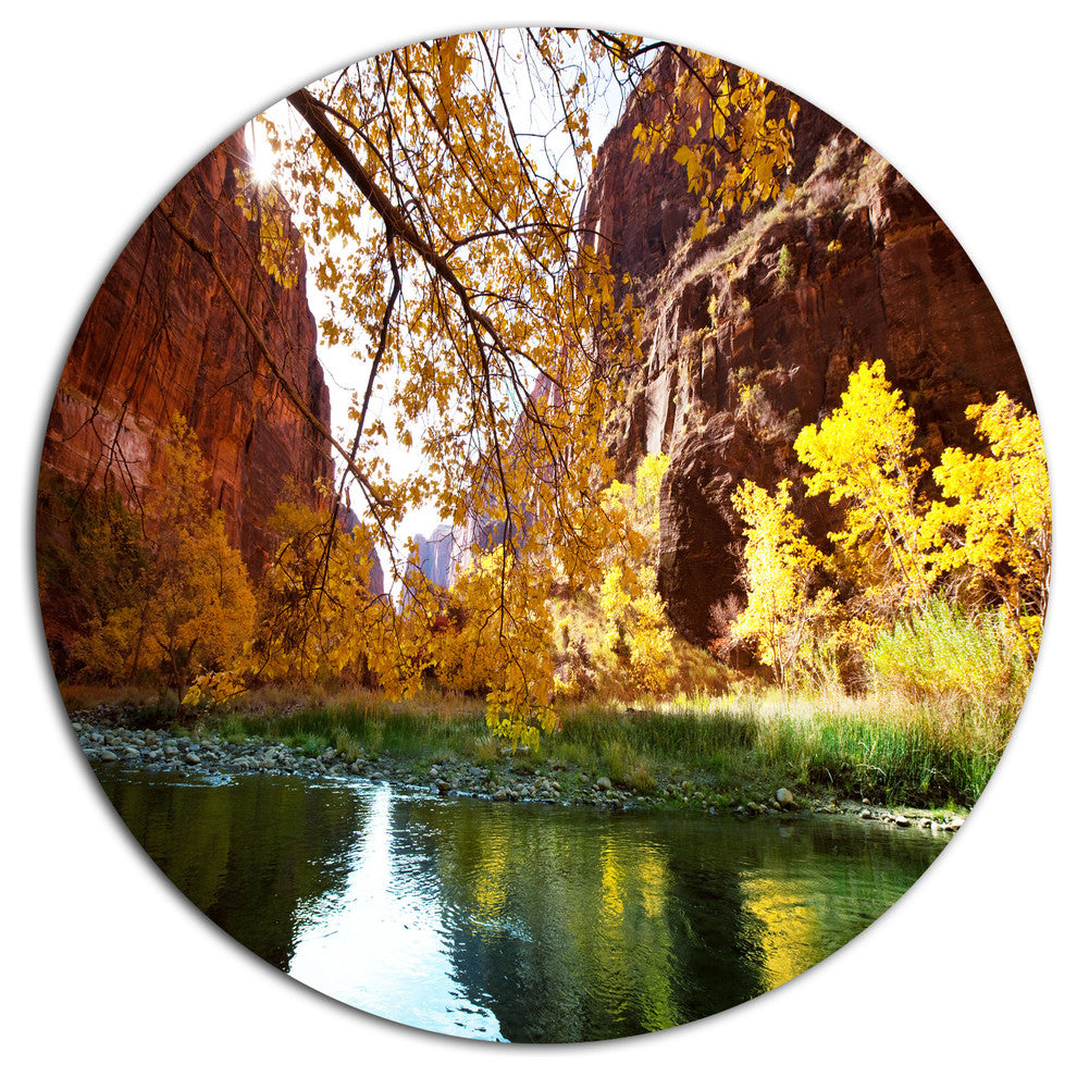 Blue Lake In Yosemite Mountains, Landscape Round Wall Art, 11"
