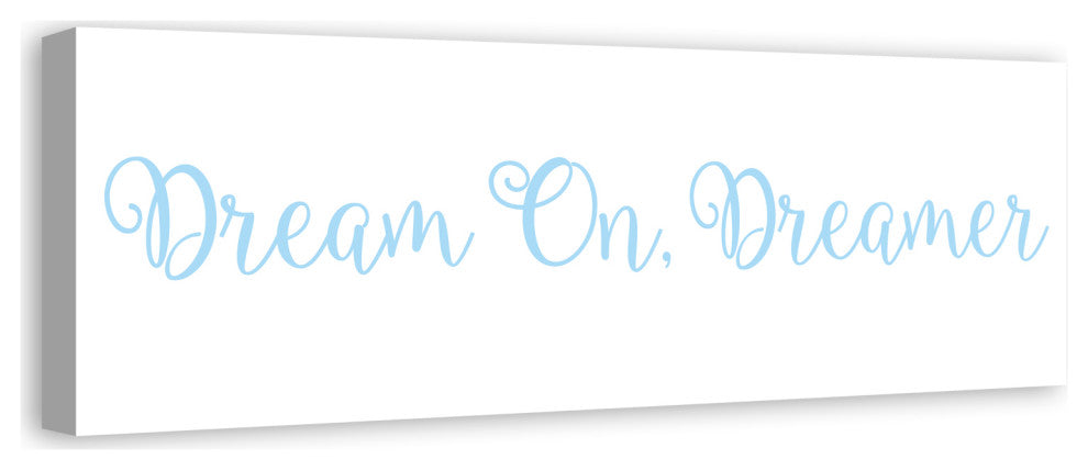Dream On. Dreamer 12"x36" Canvas Wall Art, Blue