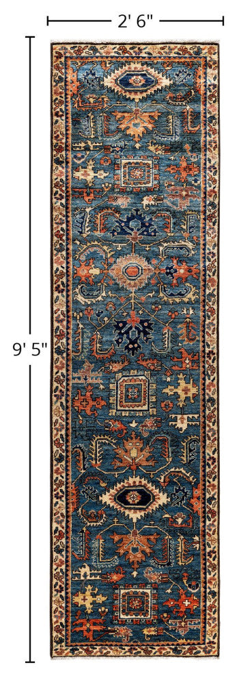 Serapi One-of-a-Kind Hand-Knotted Area Rug Light Blue, 2'6" x 9'5"