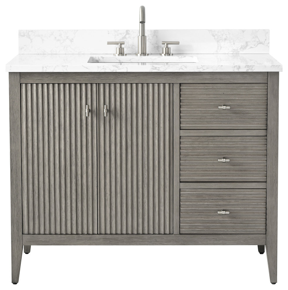 Vanity Art Freestanding Vanity, Driftwood Gray, 42", Single Sink, Brushed Nickel
