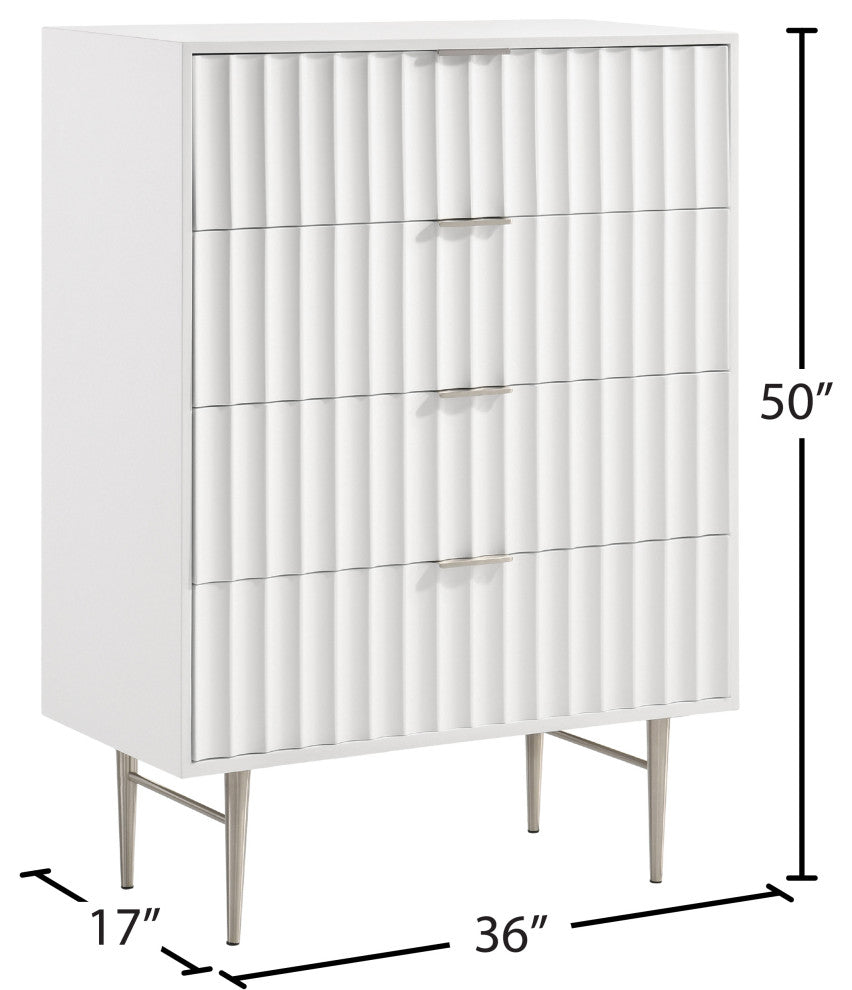 Modernist Medium Gloss Finish Chest, Brushed Chrome