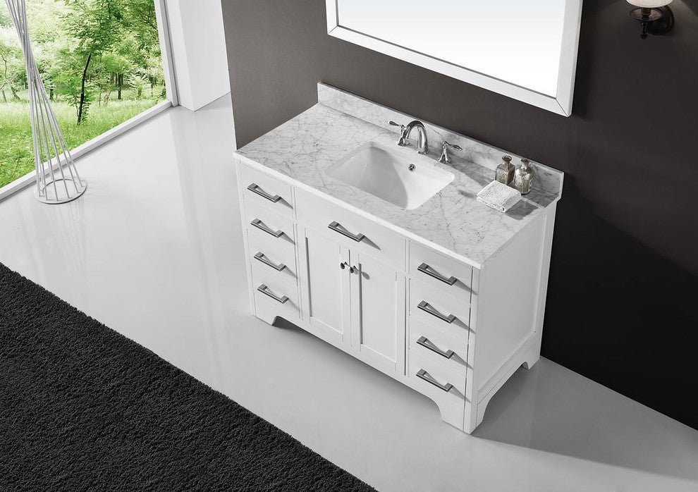 48" Single Sink Bathroom Vanity With Carrara Marble Top