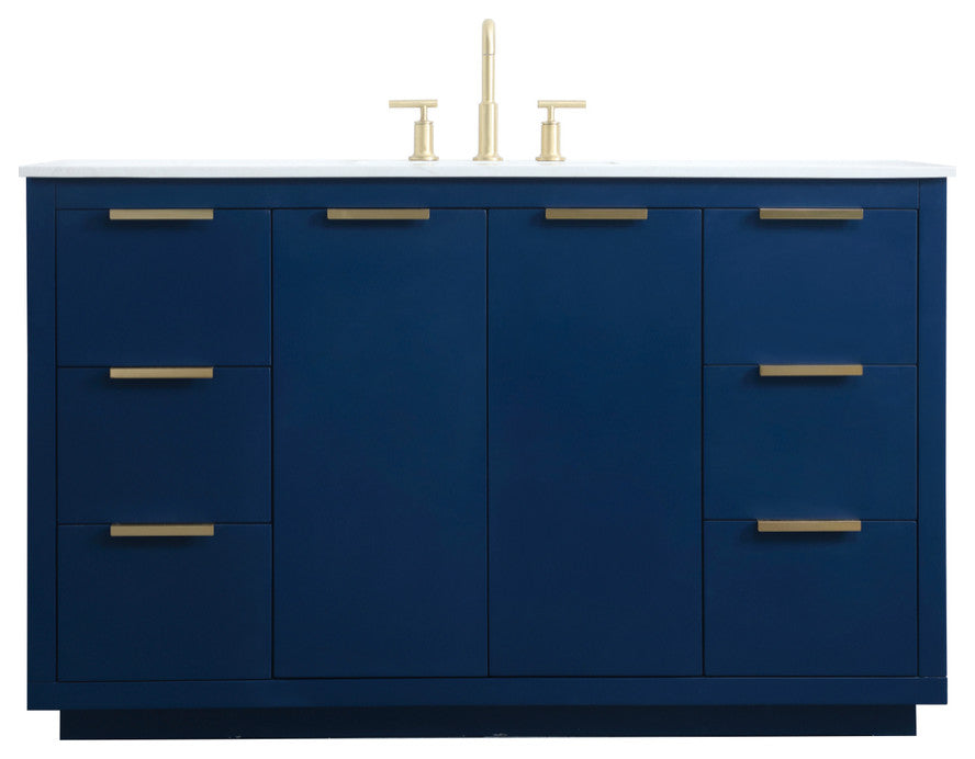 Bethany Single Bathroom Vanity, Blue, 54"